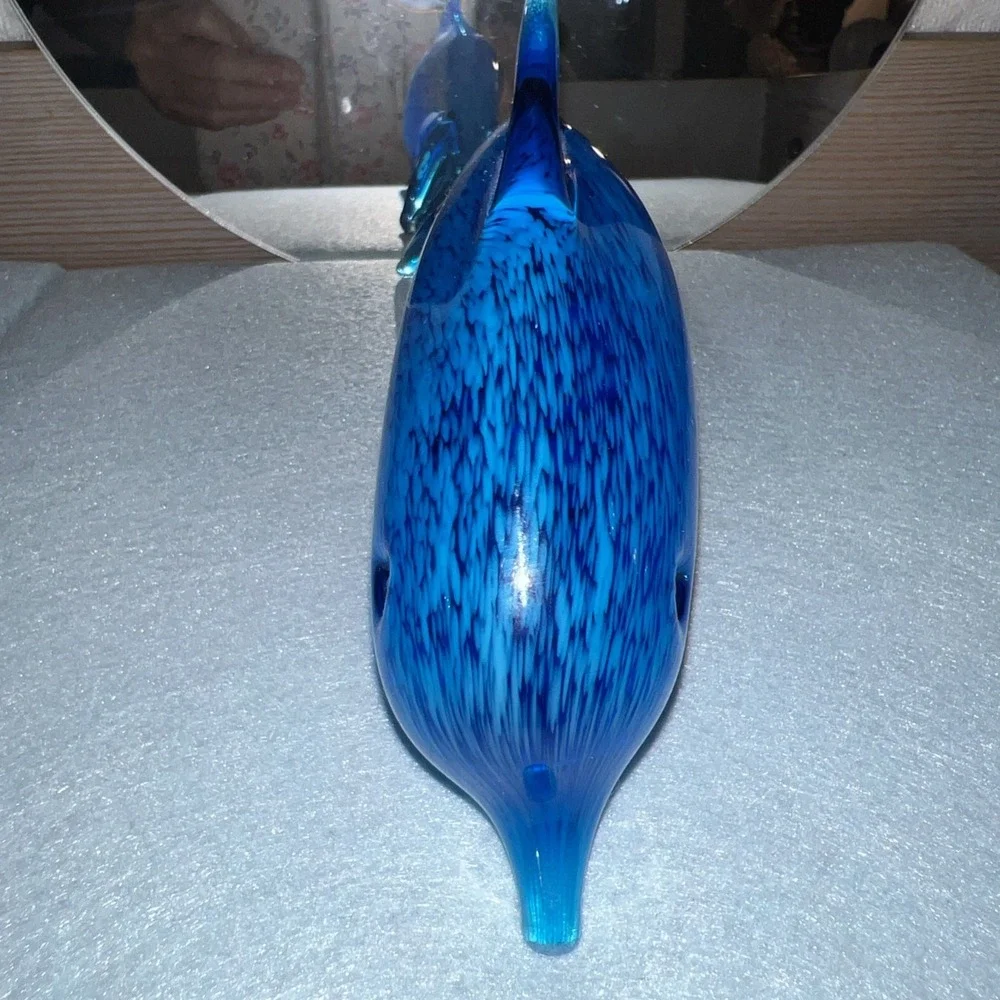 BLUE GLASS JUMPING DOLPHIN-Turquoise Blues-Table‎ Decor-Ocean-Beach Decor